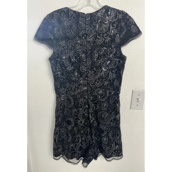 Badgley Mischka  Women’s Romper Corrine Black and Silver Sequin 6 - Picture 6 of 16